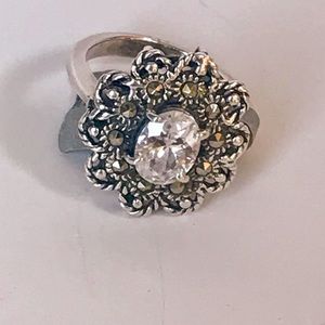 Sterling silver marcasite and cz ring